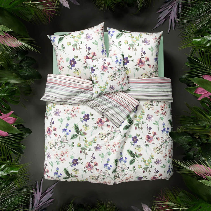 ESTELLA Mako-Satin Bettwäsche Lily Multicolor 1 Bettbezug 155 x 220 cm + 1 Kissenbezug 80 x 80 cm, 1