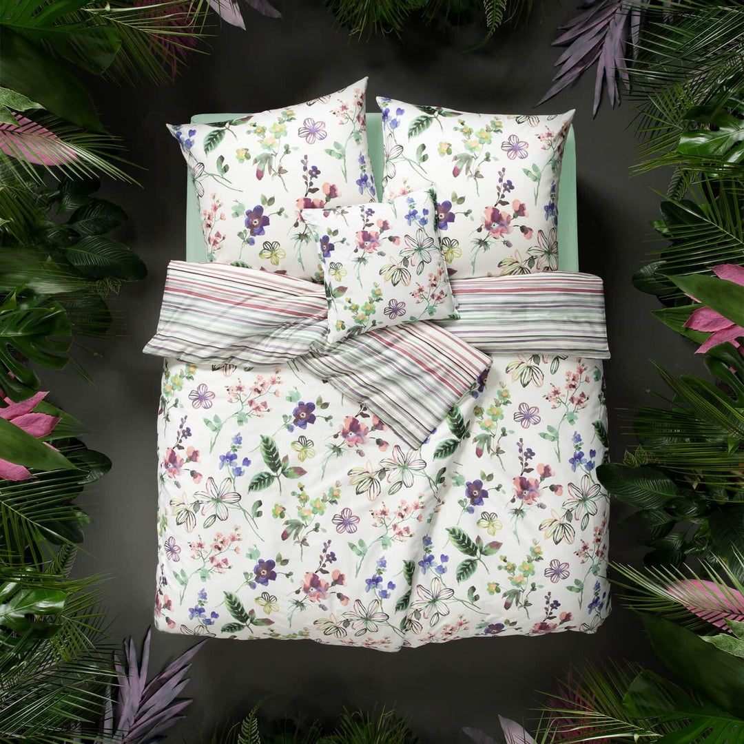 ESTELLA Mako-Satin Bettwäsche Lily Multicolor 1 Bettbezug 135 x 200 cm + 1 Kissenbezug 80 x 80 cm, 1