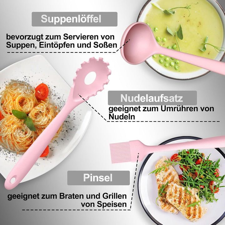 Silikon Küchenhelfer Set, 22 Stück Kochutensilien Kochgeschirr, Hitzebeständiger Kochbesteck Set mit