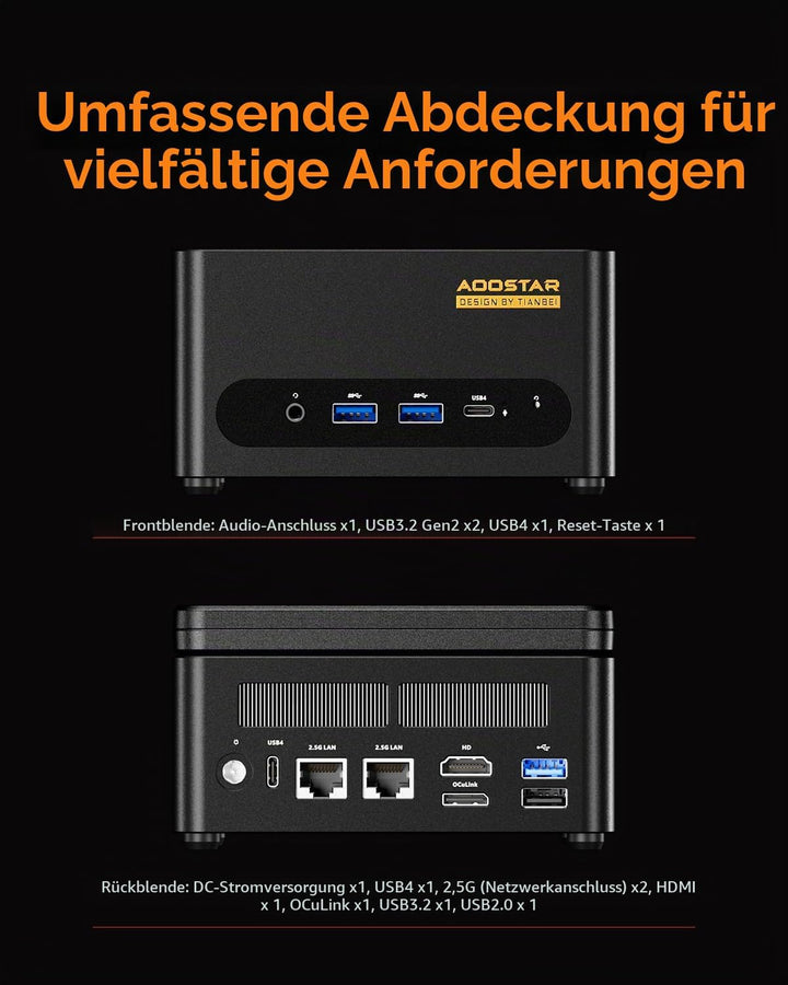AOOSTAR G-FLIP Mini PC Ryzen 7 H 255(bis zu 4,9GHz), Mini Desktop Computer mit 5" HD-Bildschirm 24GB