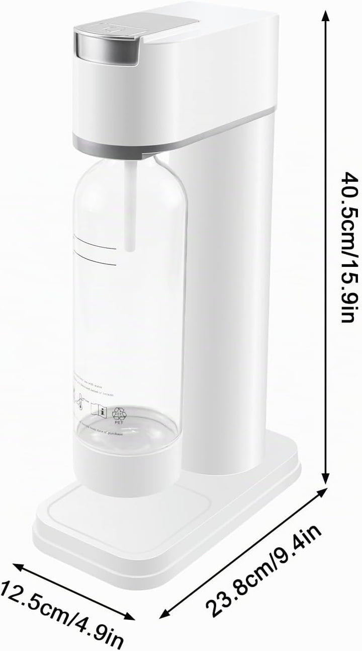 Wassersprudler Sodamaschine mit 1 Liter Flasche, Stylisch und platzsparend, Höhe 40,5 cm, Weiss 150A