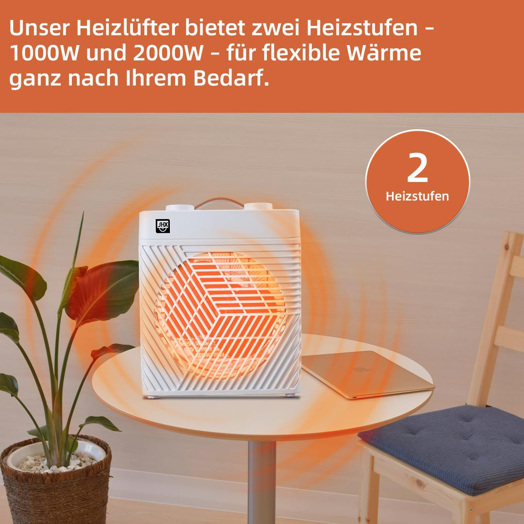 Heizlüfter mit Thermostat 2000W SHXHL20ST | klein und handlich | tragbar | Kipp- und Überhitzungschu
