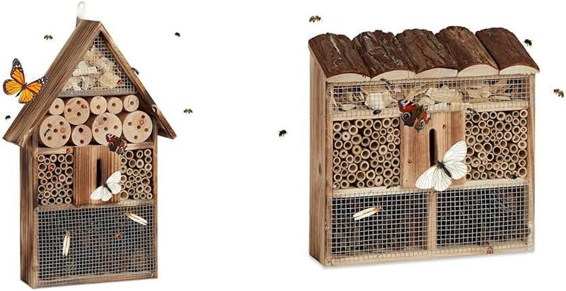 Relaxdays Insektenhotel 50 cm gross, Zum Aufhängen & Insektenhotel Zum Aufhängen, Bienenhotel, Schme