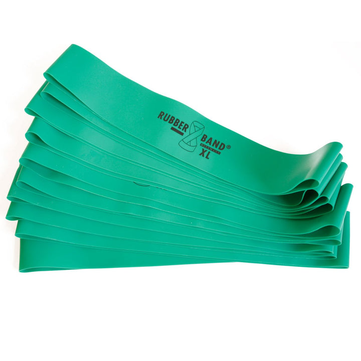 FTM Dittmann® Rubberband XL in Grün (mittel), inkl Übungsflyer, für Muskelaufbau, Krafttraining und