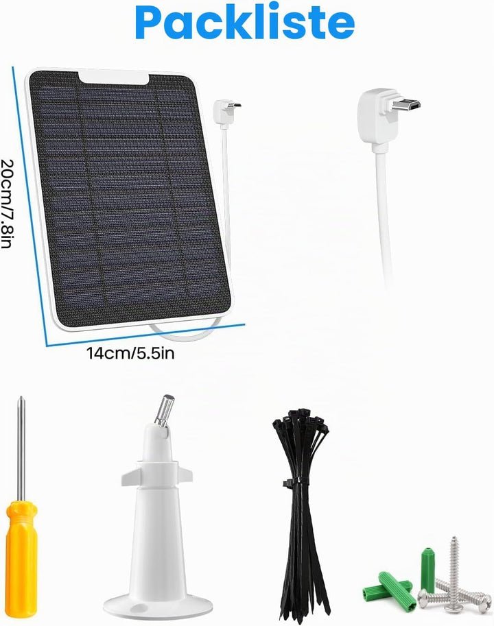 Solarpanel kompatibel mit Arlo Essential Spotlight/XL-Strahler-Kamera, 5W Solarpanel-Ladegerät, IP65
