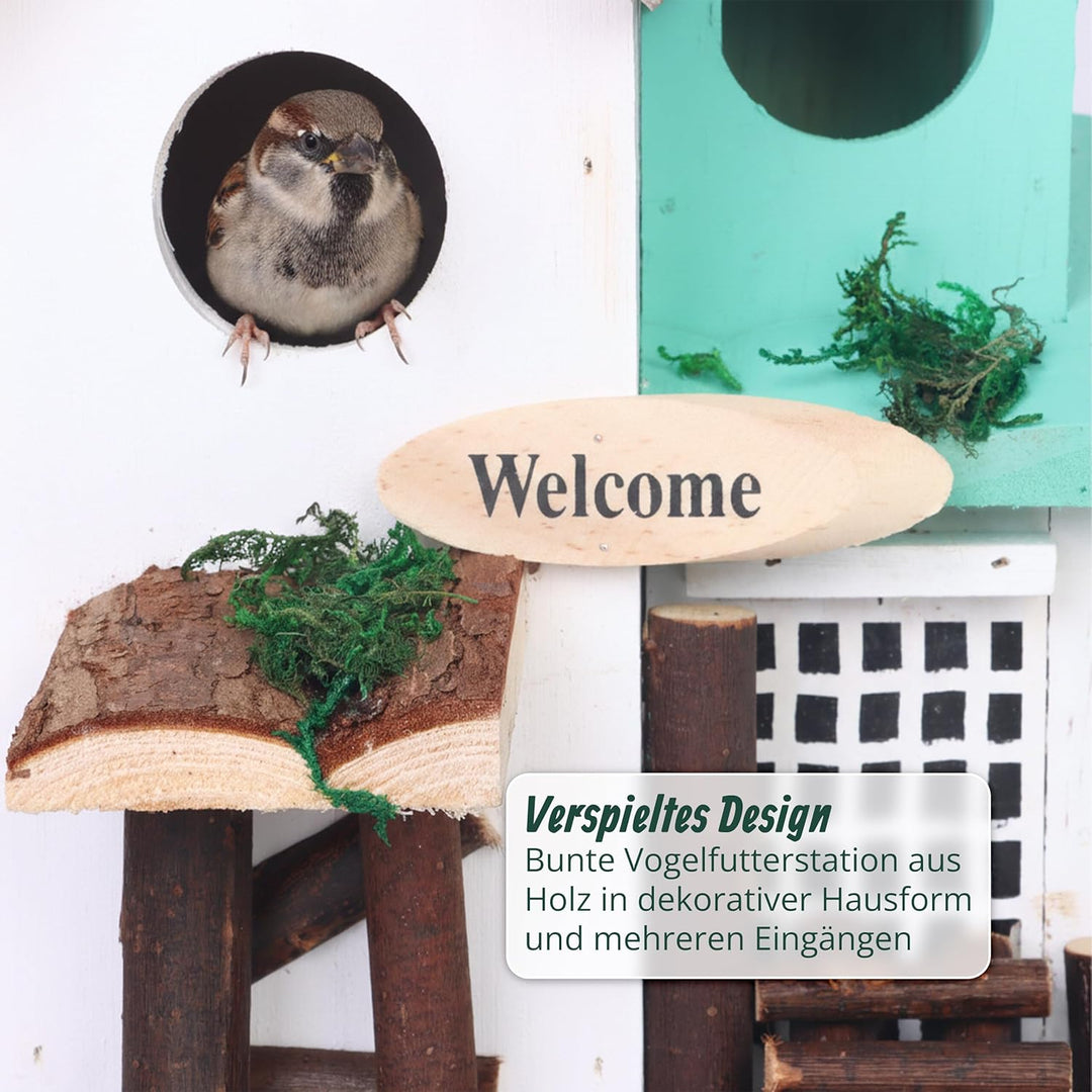 Relaxdays Deko Vogelhaus, Landhausstil, Holz, zum Aufhängen, HBT: 23 x 18 x 13 cm, Vogelvilla für Ga