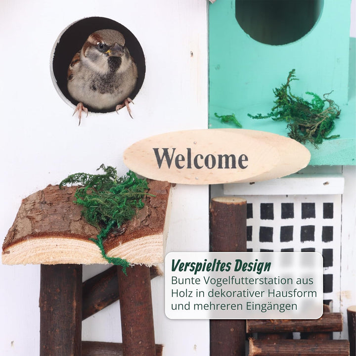 Relaxdays Deko Vogelhaus, Landhausstil, Holz, zum Aufhängen, HBT: 23 x 18 x 13 cm, Vogelvilla für Ga