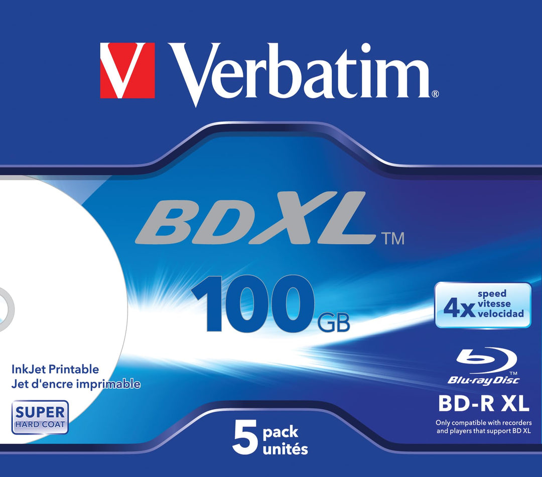 Verbatim BD-R Single Layer 4 -fache Brenngeschwindigkeit, Printable Surface Scratchguard Plus, 5er P
