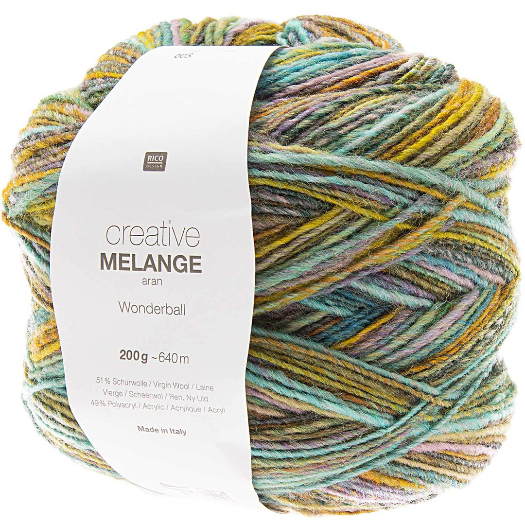 Rico Design Creative Melange Aran Wonderball, Farbverlaufswolle Nadelstärke zum Stricken oder Häkeln