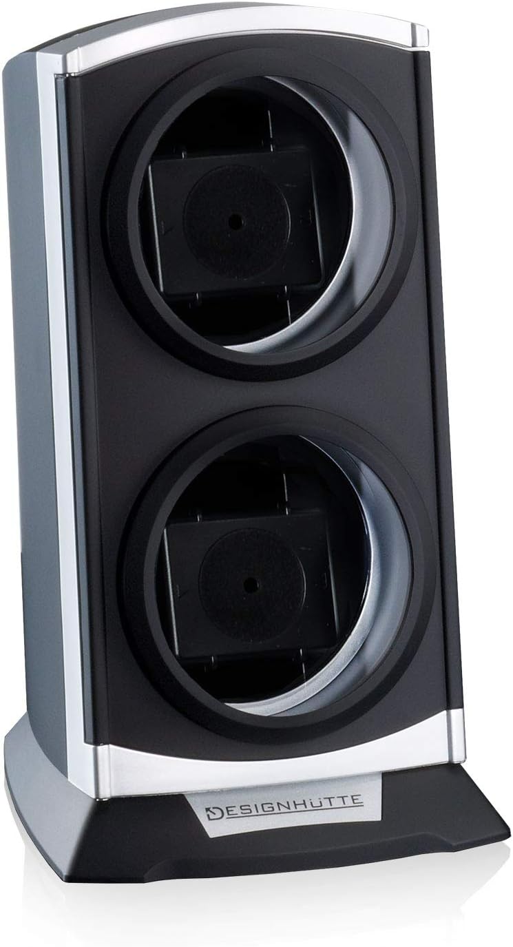 DESIGNHÜTTE® Uhrenbeweger Primus Schwarz/Silber für 2 Automatikuhren