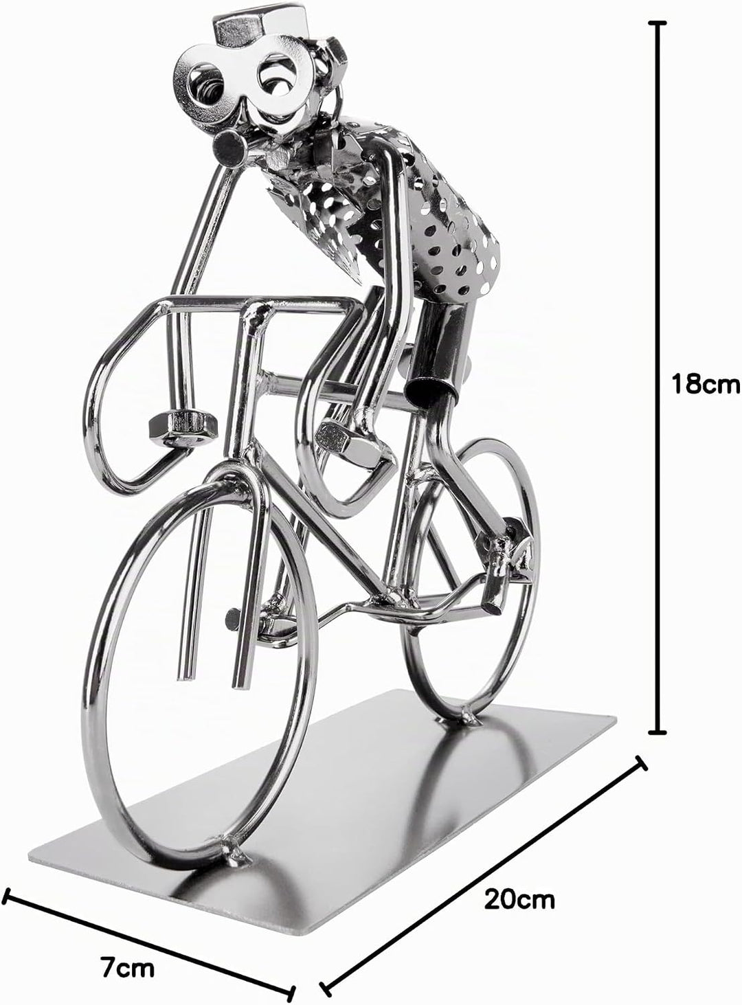 BRUBAKER Schraubenmännchen Fahrradfahrer - Fahrrad Eisenfigur Metallmännchen - Handarbeit Metallfigu