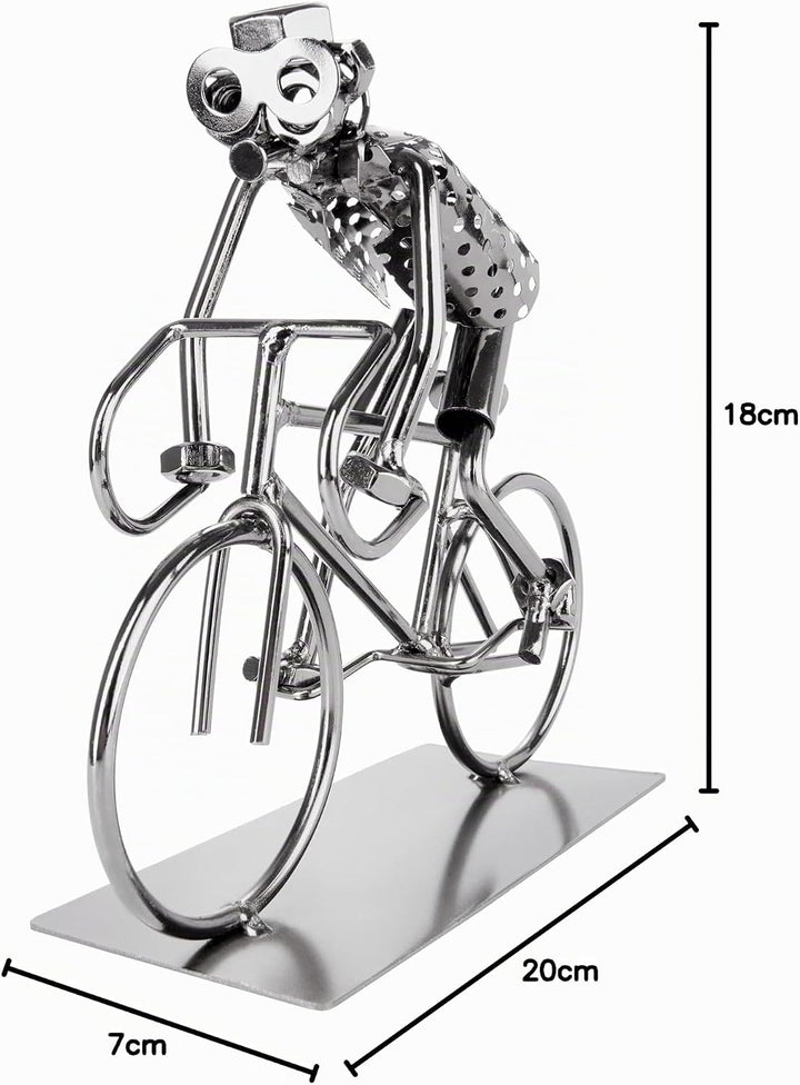 BRUBAKER Schraubenmännchen Fahrradfahrer - Fahrrad Eisenfigur Metallmännchen - Handarbeit Metallfigu