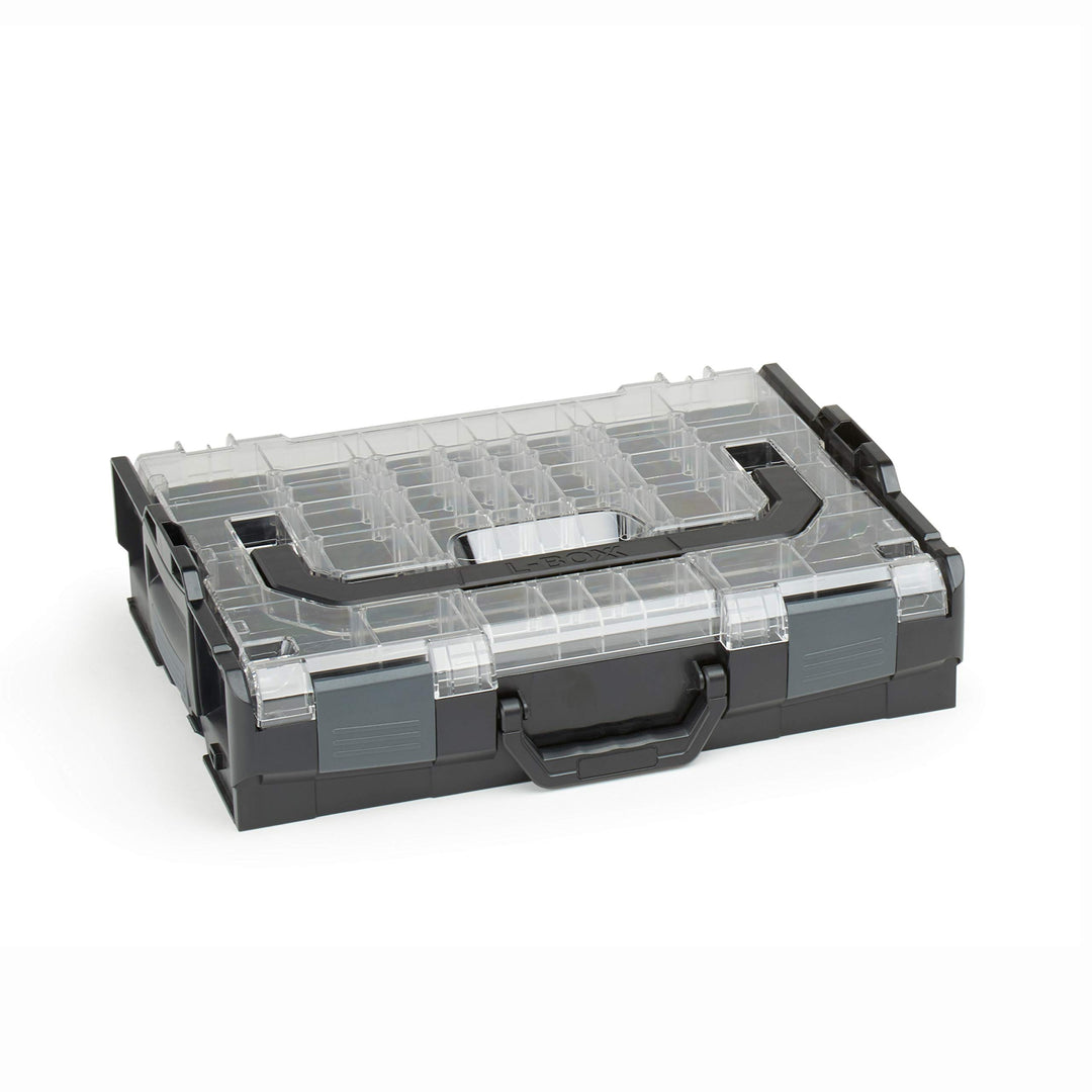 Sortimo Bosch L-BOXX 102 Kunststoff Werkzeugkoffer schwarz Deckel transparent leer Sortierbox für Kl