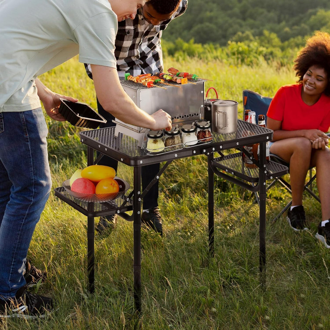 REDCAMP Tragbarer Campingtisch Klapptisch mit 4 Verstellbare, 90x41cm Klappbarer Multifunktionstisch