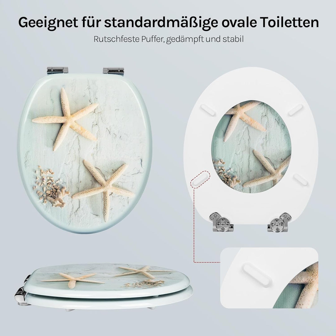 WOLTU #2 Premium WC-Sitz Toilettensitz mit Absenkautomatik, MDF Holzkern, Softclose Scharnier, Antib