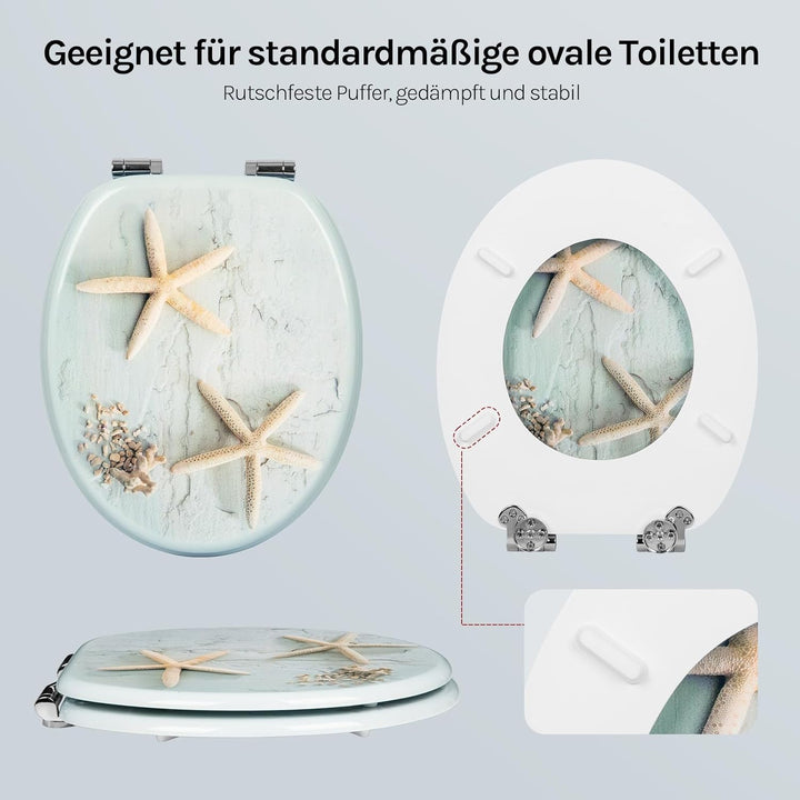 WOLTU #2 Premium WC-Sitz Toilettensitz mit Absenkautomatik, MDF Holzkern, Softclose Scharnier, Antib