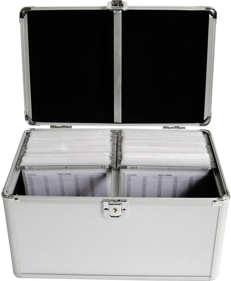 MediaRange Archivierungskoffer für 200 Discs, Aluminium-Optik, mit Einhängetaschen, silber, 18cm Sin