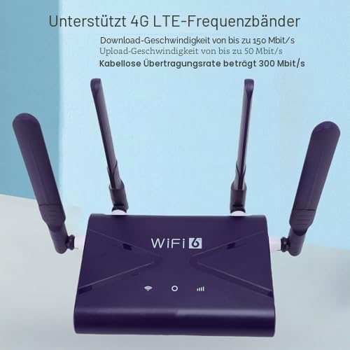 4G Router WiFi6, LTE 300 Mbit/s, SIM-Kartensteckplatz, einfach Einrichtung, Multi-Device, High-Speed