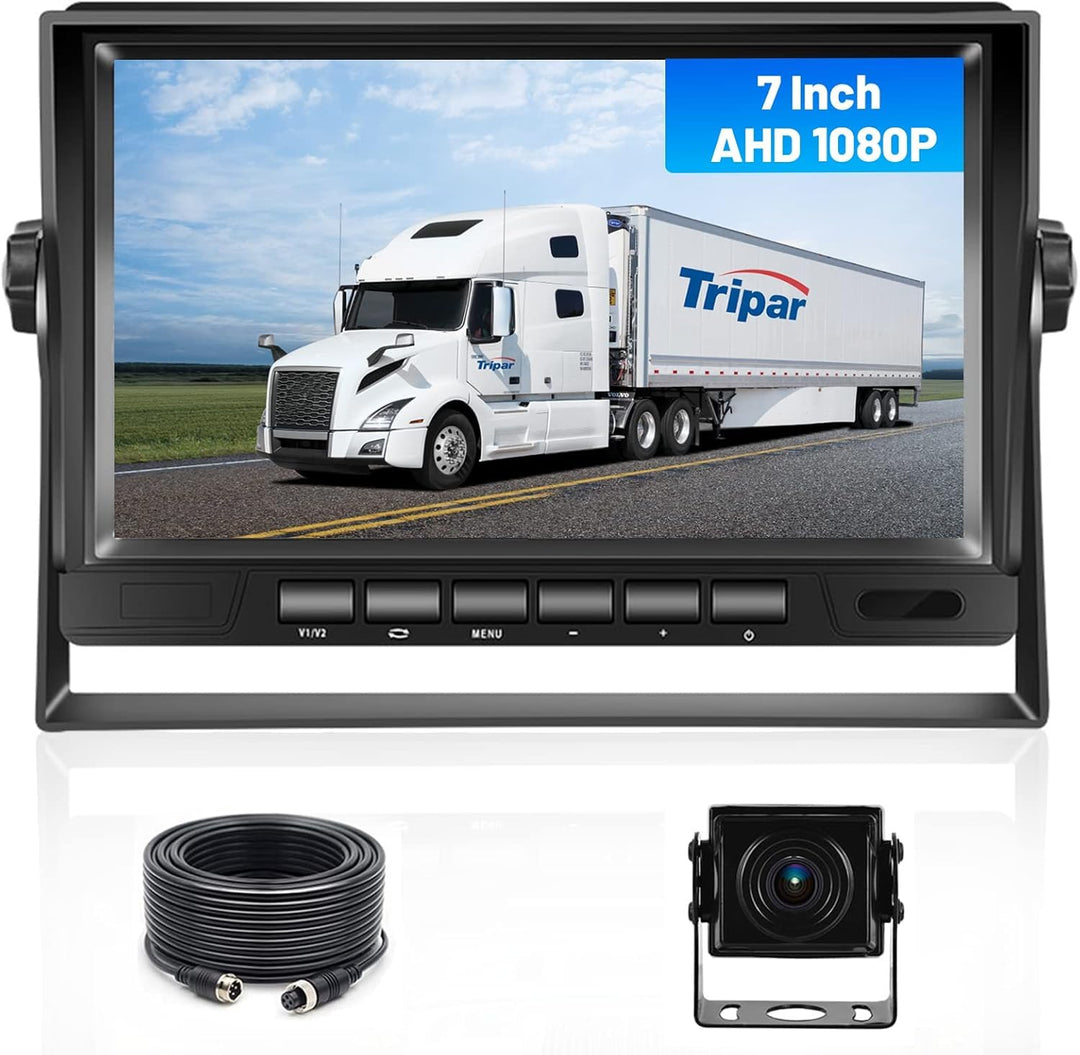 Hikity AHD Rückfahrkamera-Set und 7-Zoll-Monitor mit LCD-Display, Rückfahrkamera 1080P, IP69, wasser