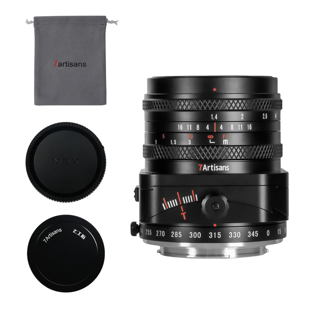 7artisans 50mm F1,4 Tilt-Shift-Objektiv mit APS-C-Rahmen und 2-in-1-Kompatibilität für spiegellose F