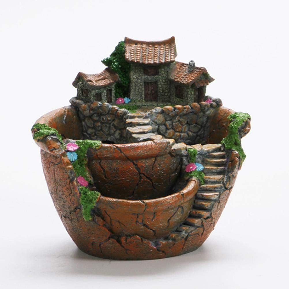 Tianbi Kreativer Pflanzentopf, Blumenpflanzen Sukkulenter, DIY Sukkulententopf mit süssem Haus,Mini