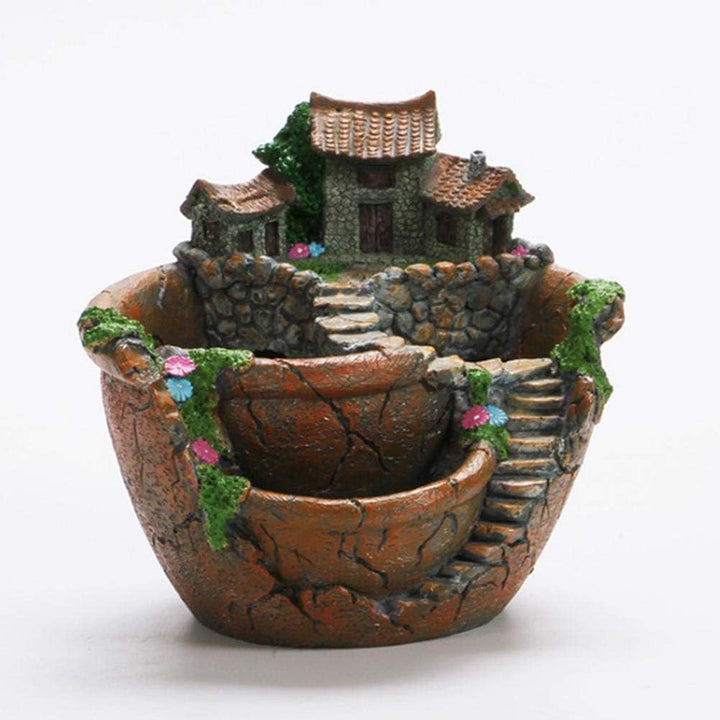 Tianbi Kreativer Pflanzentopf, Blumenpflanzen Sukkulenter, DIY Sukkulententopf mit süssem Haus,Mini