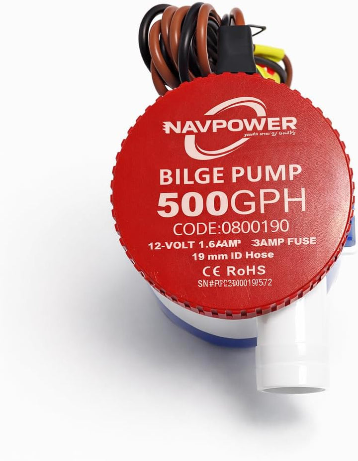 NAVPOWER Leistungsfähige Pumpe für Boote und Wohnmobile (500 GPH 12 V) 500 GPH 12v, 500 GPH 12v