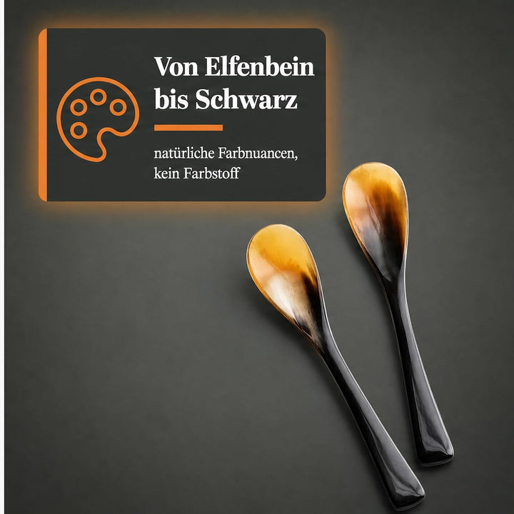 TORQUATO Eierlöffel aus echtem Horn, 2er-Set, geschmacksneutral