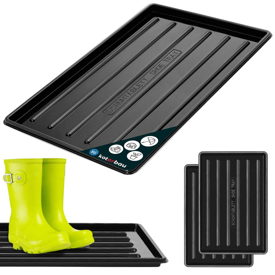 KOTARBAU® 2er Set Schuhabtropfschale 45x30 cm Abtropfmatte Schuhe Schwarz Schuhmatte Abtropfmatte Ku