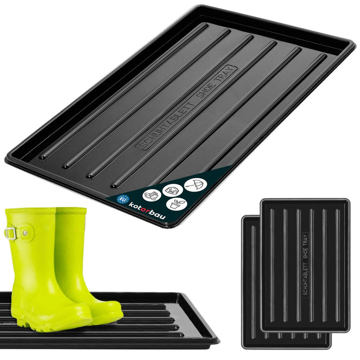 KOTARBAU® 2er Set Schuhabtropfschale 45x30 cm Abtropfmatte Schuhe Schwarz Schuhmatte Abtropfmatte Ku