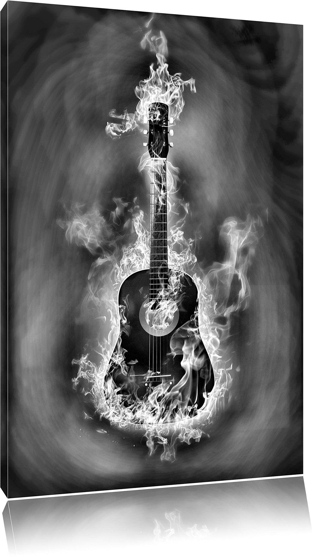 Pixxprint Brennende Gitarre, Heisse Flammen als Leinwandbild/Grösse: 100x70 cm/Wandbild/Kunstdruck/f