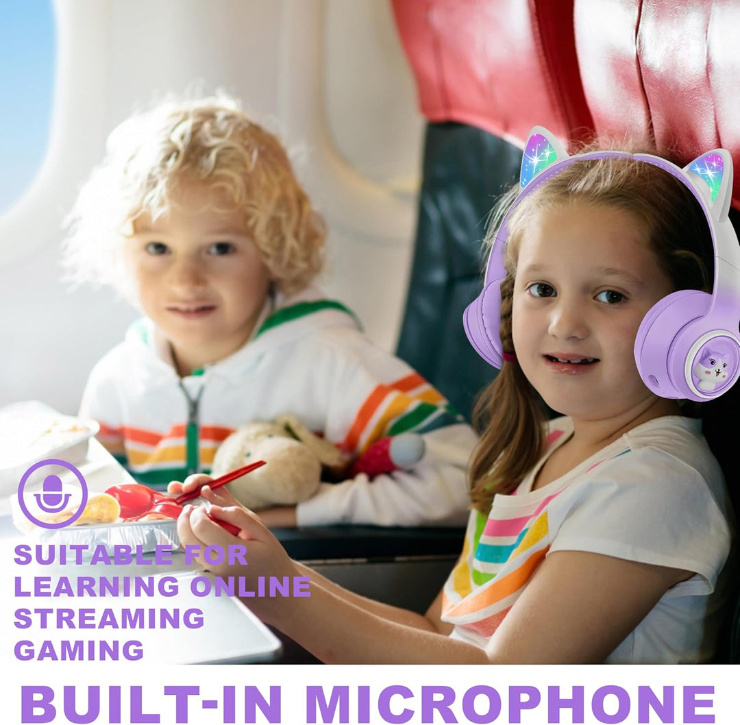 Bluetooth Kopfhörer Kinder, Faltbar 85dB Mädchen Kopfhörer Over Ear, Kabellos Kinderkopfhörer mit LE