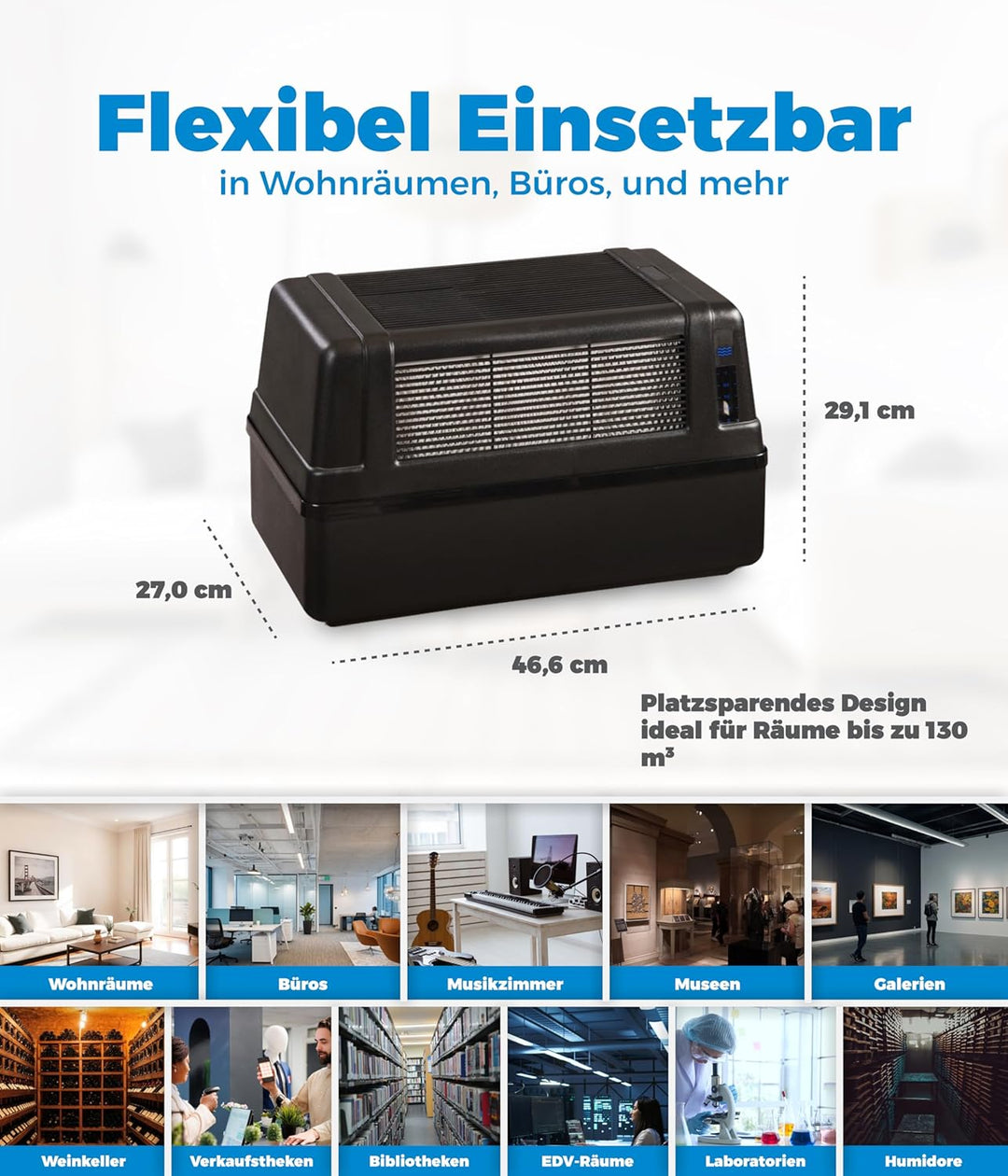 BRUNE Lufbefeuchter B 120 - Für Räume bis 130 m³ - Verdunstung mit Filter für gesundes Raumklima - 1