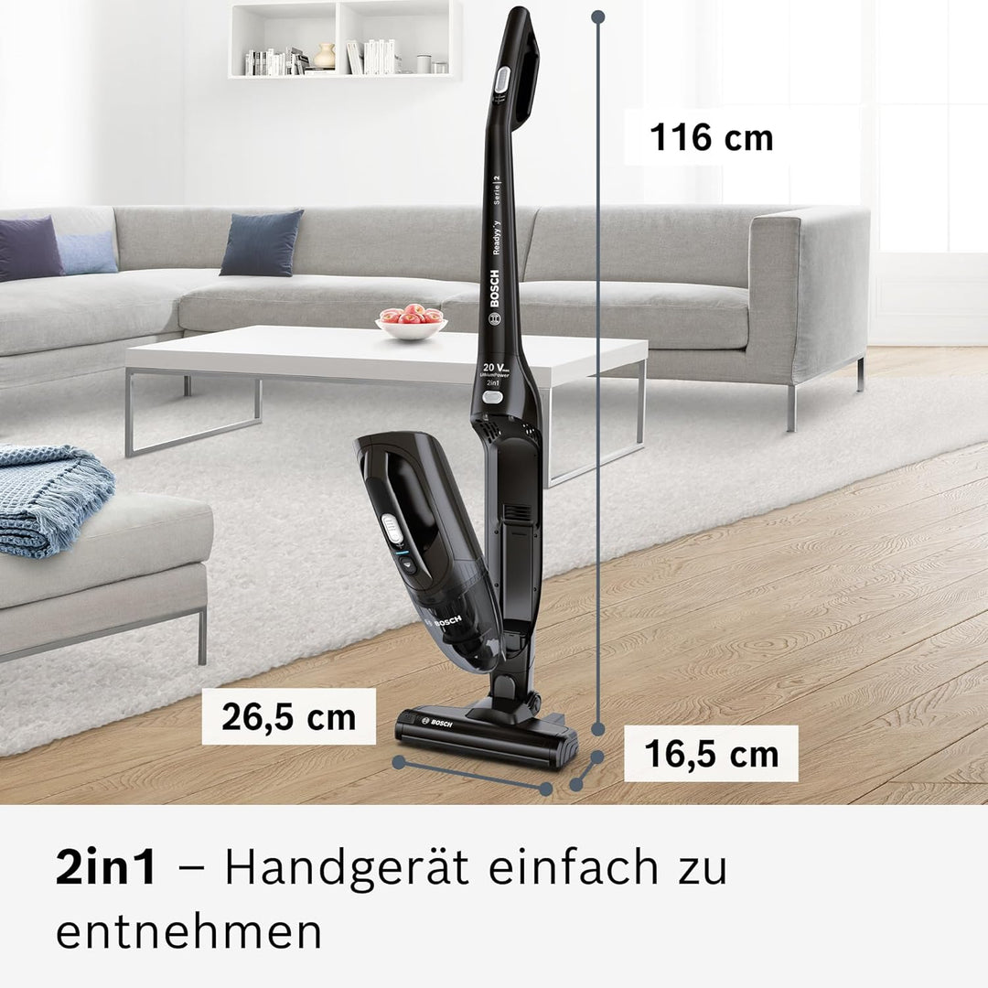 Bosch Akku-Staubsauger Readyy'y 2in1 Serie 2, 20Vmax, kabellos, beutellos, abnehmbares Handgerät, ho