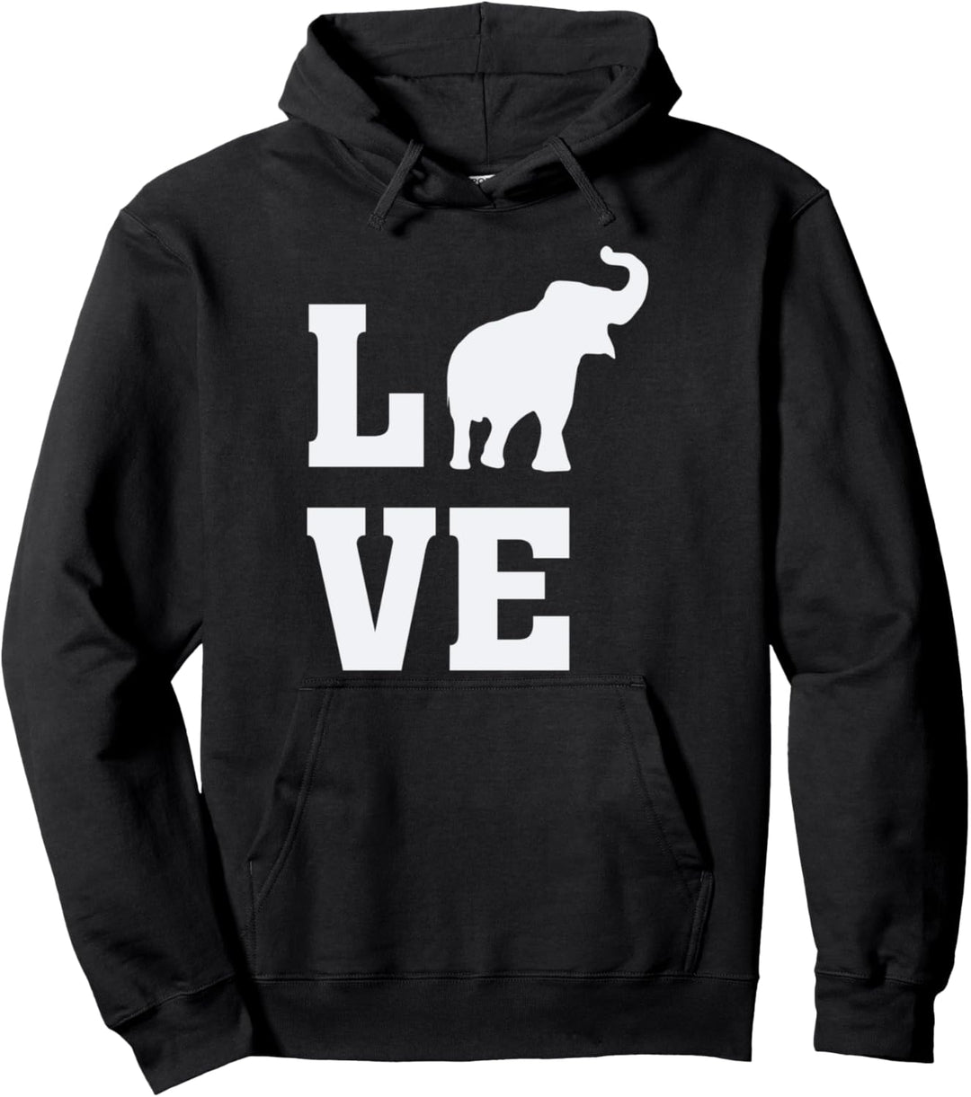 I Love Elephants - Animal Elephant Lover Silhouette Image Pullover Hoodie