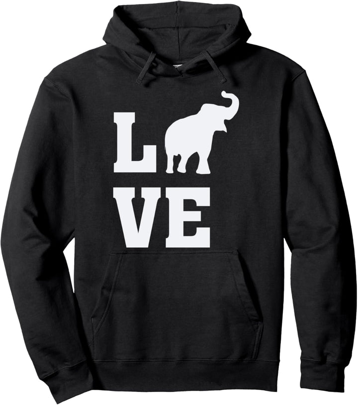 I Love Elephants - Animal Elephant Lover Silhouette Image Pullover Hoodie