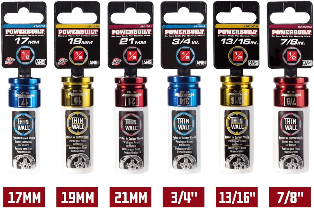 Powerbuilt 2 Stück SAE Impact Radmutter-Stecknuss, 3/4 Zoll und 13/16 Zoll, Nicht beschädigende und