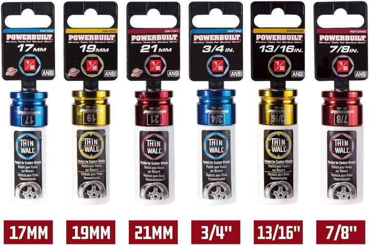 Powerbuilt 2 Stück SAE Impact Radmutter-Stecknuss, 3/4 Zoll und 13/16 Zoll, Nicht beschädigende und