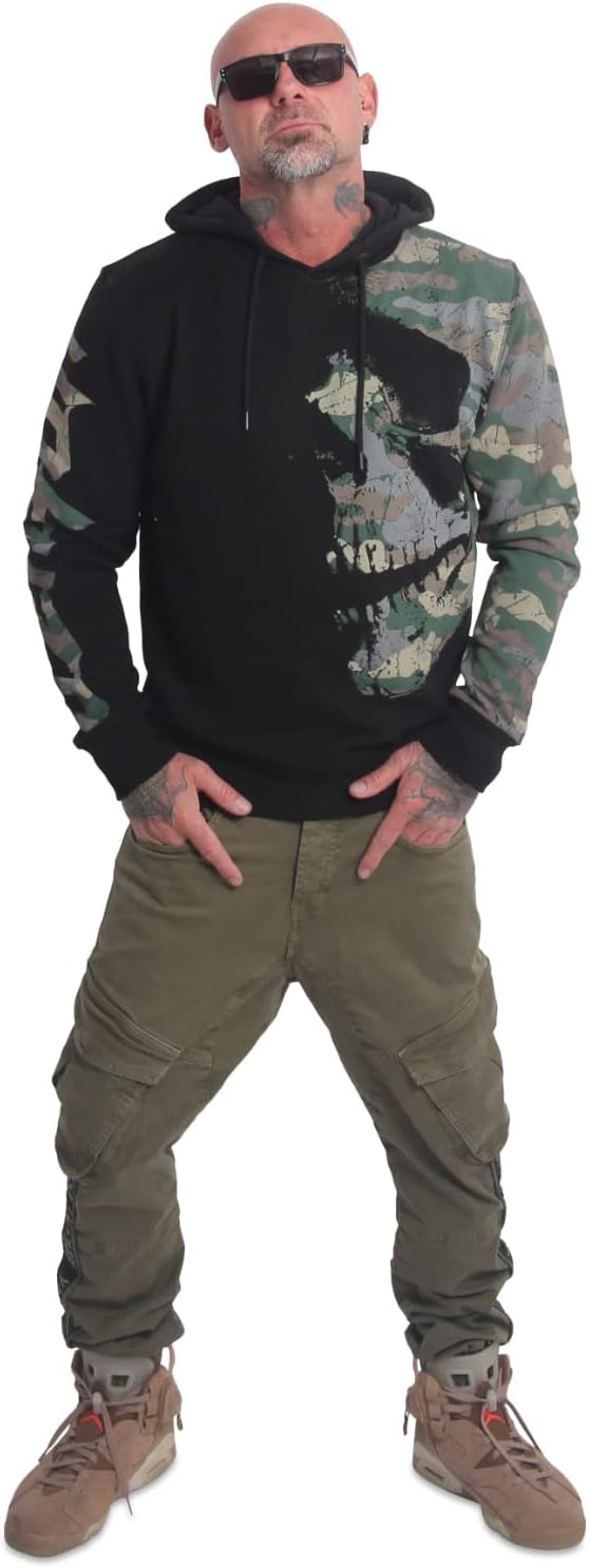 Yakuza Herren Rising Skull Hoodie Kapuzenpullover S Schwarz, S Schwarz