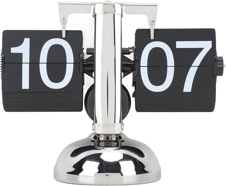 HERCHR Flip-Schreibtischuhr, Retro-Digital-Flip-Down-Uhr, Edelstahl Automatische Mechanische Uhr mit