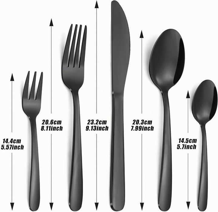 Bestdin Besteck Set 12 Personen, 60 teilig Schwarzes Besteck, Edelstahl Besteckset mit Messer Gabel