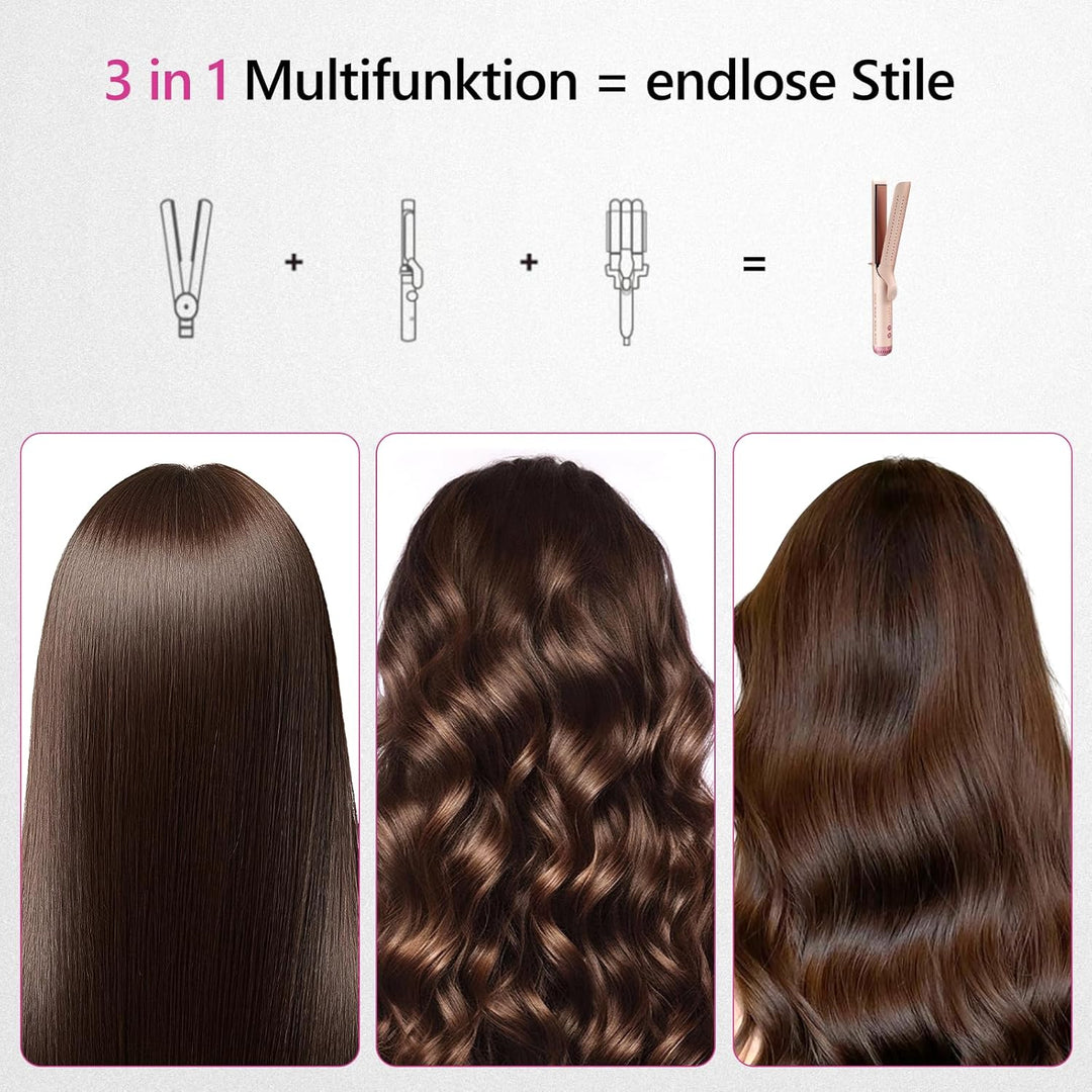 Glätteisen Locken und Glätten, 2-in-1 Haarglätter und Lockenstab mit Lüftungsschlitz, Haarglätter mi
