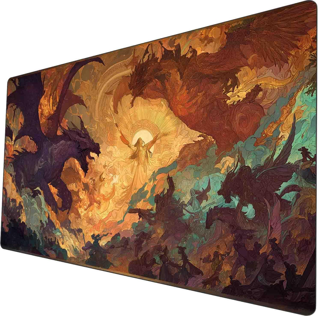 MTG Playmat 24x14 Inches Non-Slip Dragon Design Stitched Edges Smooth Surface Rubber Base TCG Game M