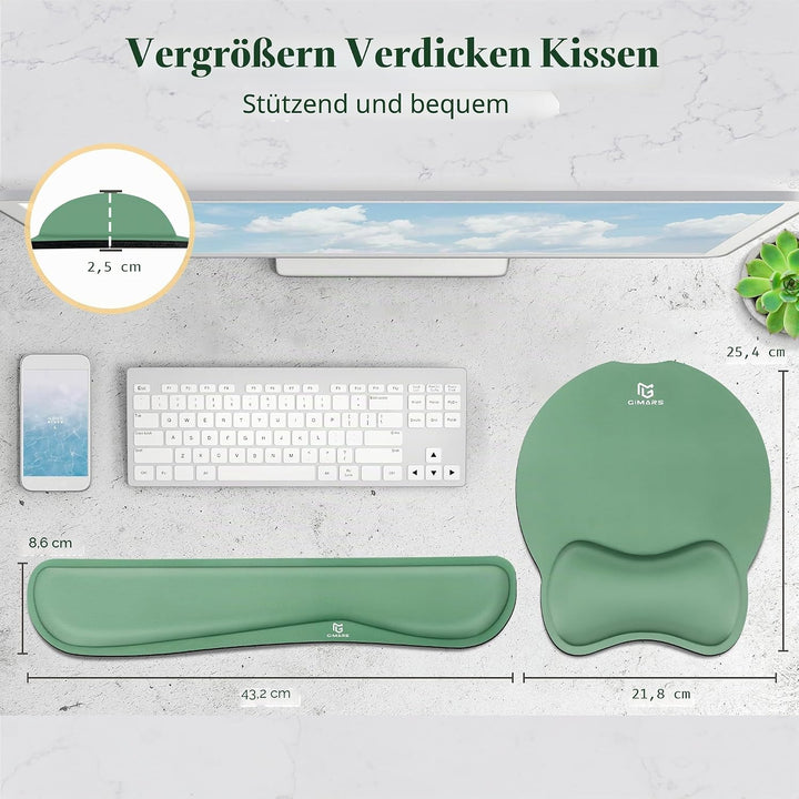 Gimars Ergonomisches Mauspad mit Gelkissen, XL Handballenauflage Tastatur mit Untersetzer, Mousepad