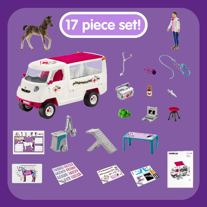 SCHLEICH 42370 Mobile Tierärztin mit Hannoveraner Fohlen, für Kinder ab 5 Jahren, Horse Club - Spiel