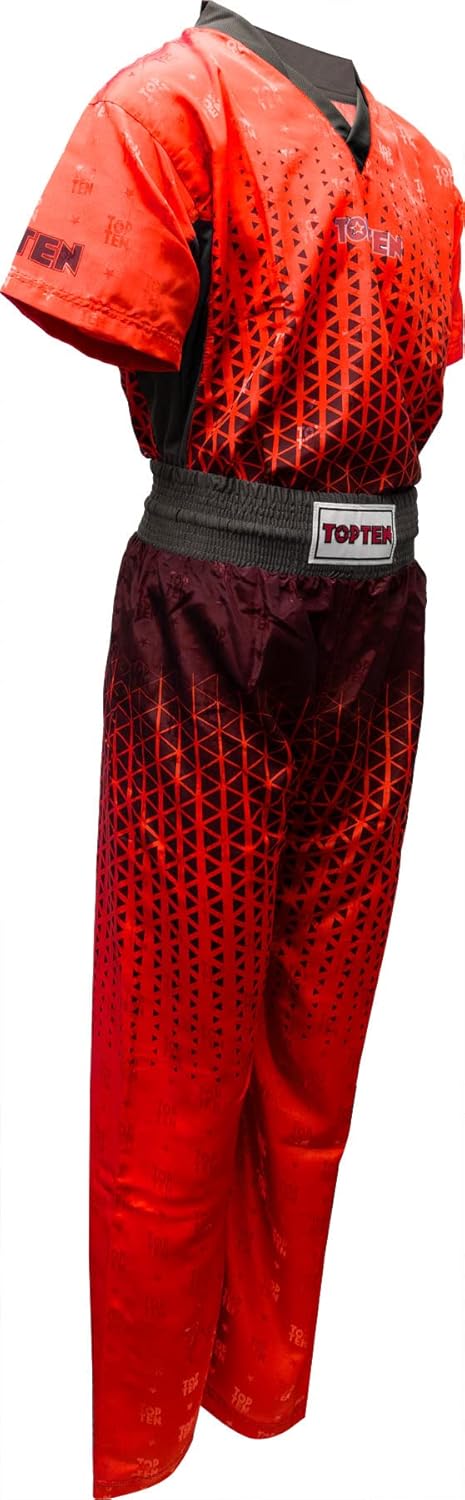 TOP TEN Kickboxuniform „Grafic“ Rot - Schwarz 130, Rot - Schwarz 130