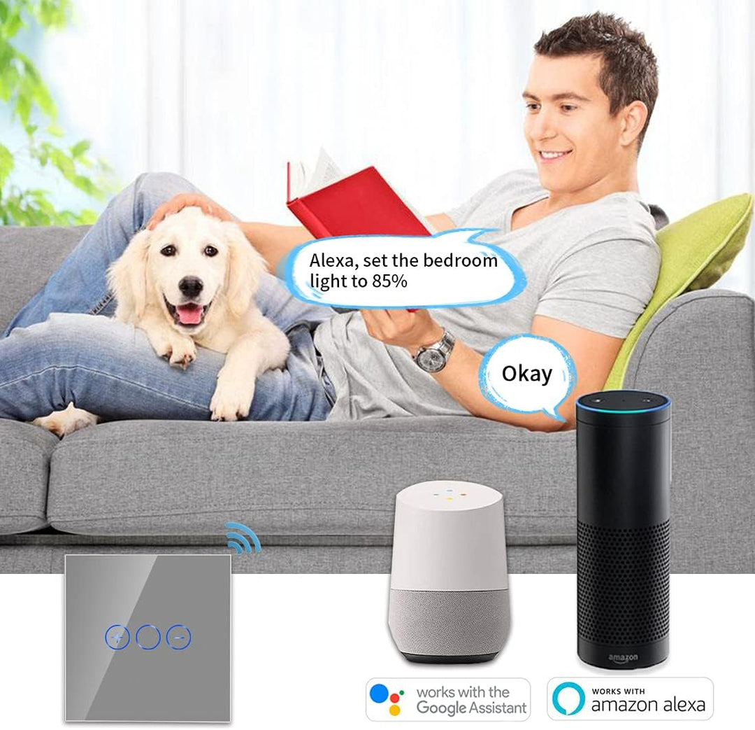 CNBINGO WLAN Dimmschalter für dimmbare LED-Leuchten - Smart Touch Lichtschalter Arbeit mit Alexa, Go