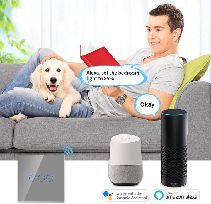 CNBINGO WLAN Dimmschalter für dimmbare LED-Leuchten - Smart Touch Lichtschalter Arbeit mit Alexa, Go