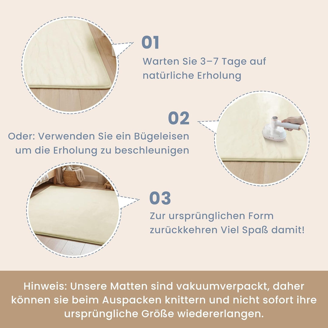 ACOMOPACK Baby Spielmatte aus 3cm dickem Memory-Schaumstoff, 127 x 127 cm, Kinder Laufstallmatte für