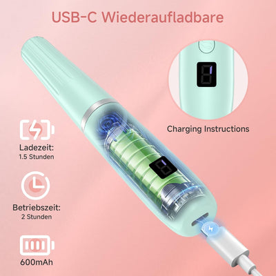 Nagelfräser für Gelnägel - 12 in 1 Elektrische Nagelfeile - Maniküre set elektrisch 20000 U/min, 5 G